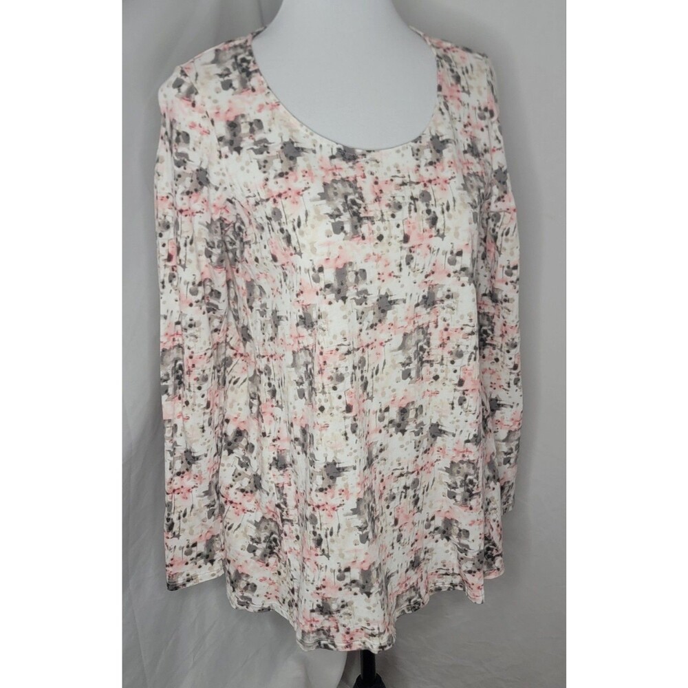 Pure J Jill Womens Small Gray Pink & White Long Sleeve Modal Tunic Top